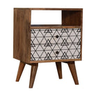 Triangle Printed Bedside Cabinet Unit with Open Slot - Price Crash Furniture