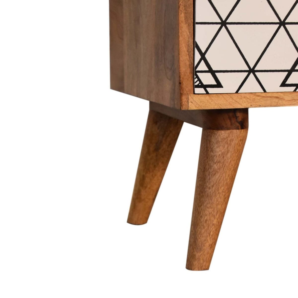 Triangle Printed Bedside Cabinet Unit with Open Slot - Price Crash Furniture