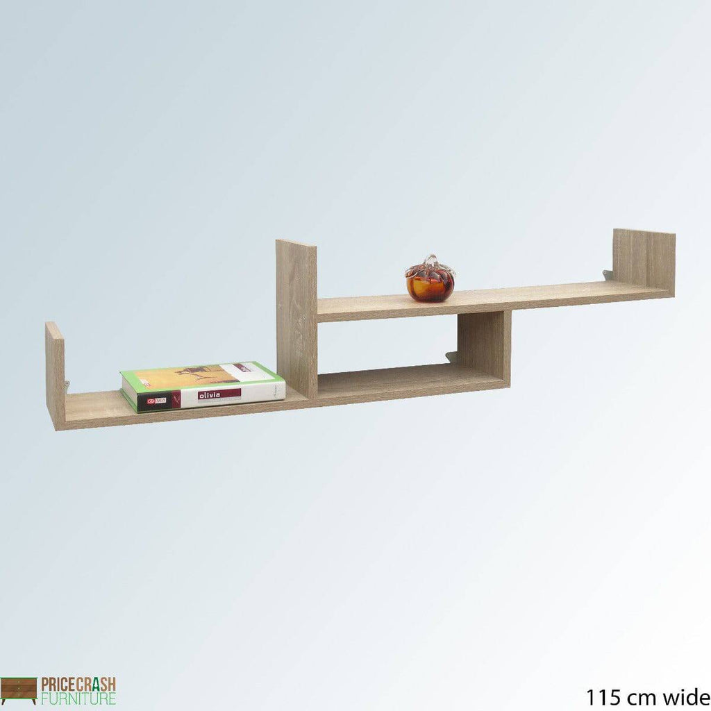 Tweed Floating 2-Tier Wall Shelf in Oak by Core - Price Crash Furniture