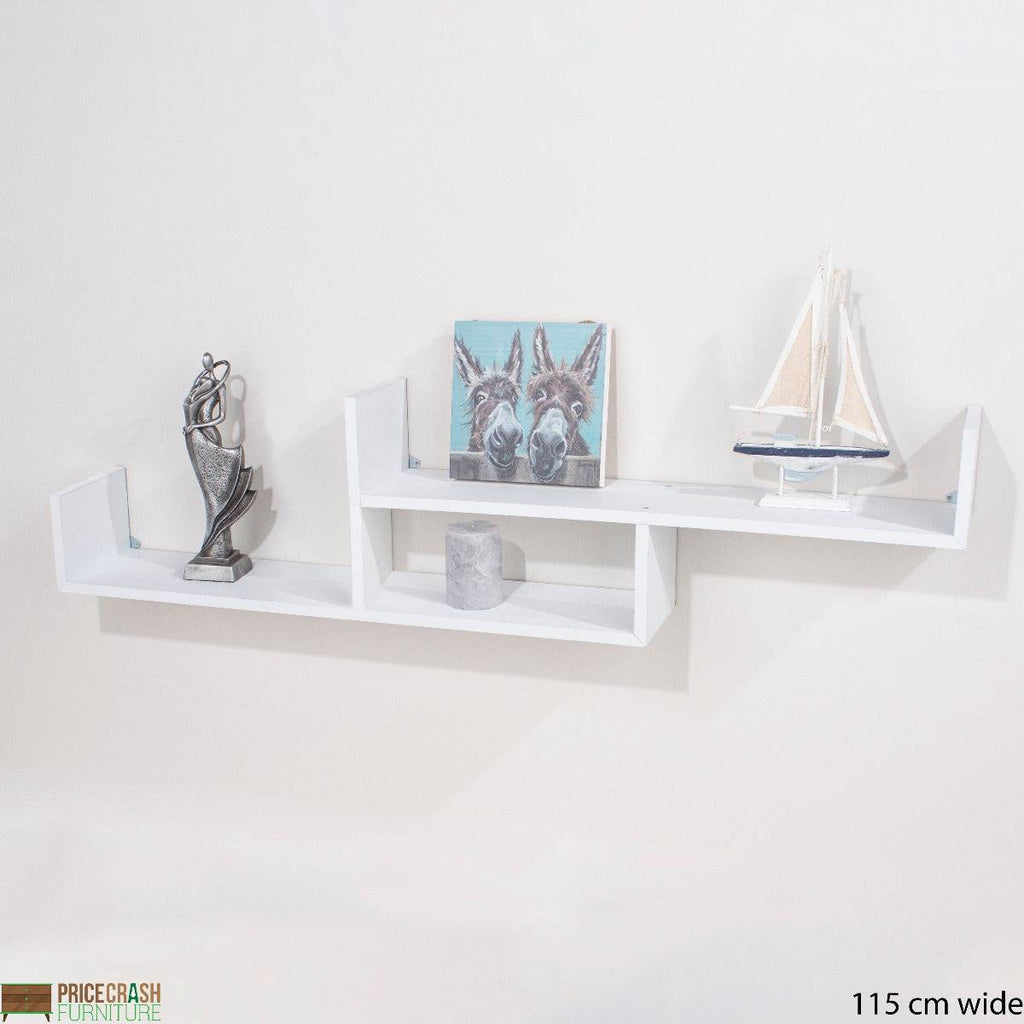 Tweed Floating 2-Tier Wall Shelf in White Matt by Core - Price Crash Furniture