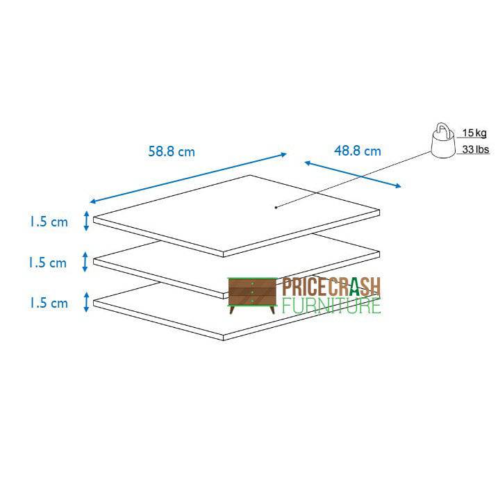 Verona set of 3 extra shelves - Narrow (for 120 cm sliding wardrobe) - Price Crash Furniture