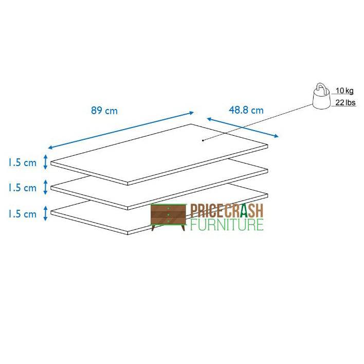 Verona set of 3 extra shelves - Wide (for 180 cm sliding wardrobe) - Price Crash Furniture