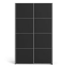 Verona Sliding Wardrobe 120cm in Black Matte with Black Doors with 2 Shelves - Price Crash Furniture