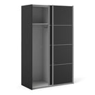 Verona Sliding Wardrobe 120cm in Black Matte with Black Doors with 2 Shelves - Price Crash Furniture