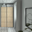 Verona Sliding Wardrobe 120cm in Black Matte with Oak Doors with 2 Shelves - Price Crash Furniture