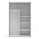 Verona Sliding Wardrobe 120cm in Black Matte with Oak Doors with 5 Shelves - Price Crash Furniture