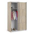 Verona Sliding Wardrobe 120cm in Oak with Oak Doors with 2 Shelves - Price Crash Furniture