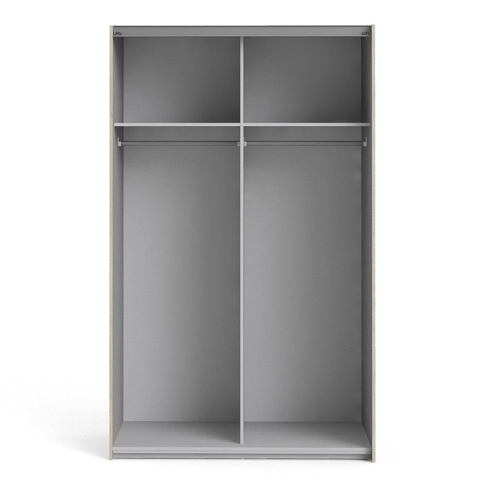 Verona Sliding Wardrobe 120cm in Oak with Oak Doors with 2 Shelves - Price Crash Furniture