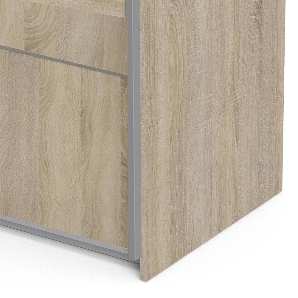 Verona Sliding Wardrobe 120cm in Oak with Oak Doors with 2 Shelves - Price Crash Furniture