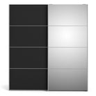 Verona Sliding Wardrobe 180cm in Black Matte with Black and Mirror Doors - Price Crash Furniture