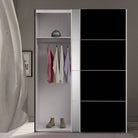 Verona Sliding Wardrobe 180cm in Black Matte with Black and Mirror Doors - Price Crash Furniture