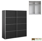 Verona Sliding Wardrobe 180cm in Black Matte with Black Doors with 2 Shelves - Price Crash Furniture