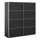 Verona Sliding Wardrobe 180cm in Black Matte with Black Doors with 2 Shelves - Price Crash Furniture