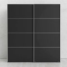 Verona Sliding Wardrobe 180cm in Black Matte with Black Doors with 2 Shelves - Price Crash Furniture