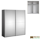 Verona Sliding Wardrobe 180cm in Black Matte with Mirror Doors with 2 Shelves - Price Crash Furniture