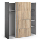 Verona Sliding Wardrobe 180cm in Black Matte with Oak Doors with 5 Shelves - Price Crash Furniture