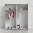 Verona Sliding Wardrobe 180cm in Oak with Mirror Doors with 2 Shelves - Price Crash Furniture