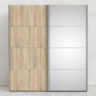 Verona Sliding Wardrobe 180cm in Oak with Oak and Mirror Doors with 2 Shelves - Price Crash Furniture