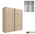 Verona Sliding Wardrobe 180cm in Oak with Oak Doors with 2 Shelves - Price Crash Furniture