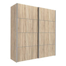 Verona Sliding Wardrobe 180cm in Oak with Oak Doors with 2 Shelves - Price Crash Furniture