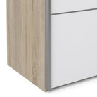 Verona Sliding Wardrobe 180cm in Oak with White and Mirror Doors with 5 Shelves - Price Crash Furniture