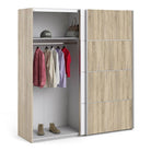 Verona Sliding Wardrobe 180cm in Oak with White and Oak doors with 5 Shelves - Price Crash Furniture