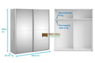 Verona Sliding Wardrobe 180cm in White with Mirror Doors with 2 Shelves - Price Crash Furniture