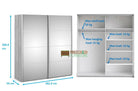 Verona Sliding Wardrobe 180cm in White with Oak and Mirror Doors with 5 Shelves - Price Crash Furniture