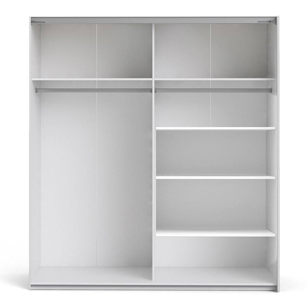 Verona Sliding Wardrobe 180cm in White with White and Oak doors with 5 Shelves - Price Crash Furniture