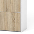 Verona Sliding Wardrobe 180cm in White with White and Oak doors with 5 Shelves - Price Crash Furniture