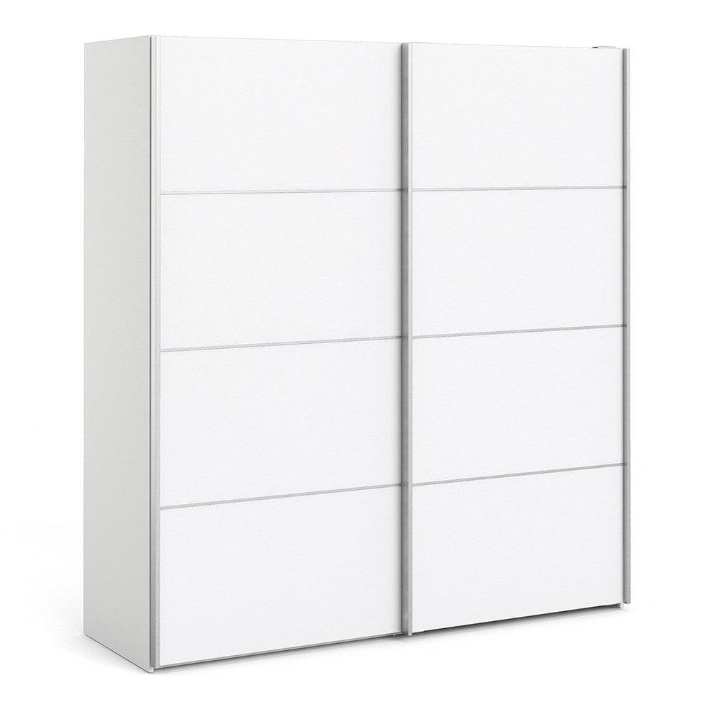 Verona Sliding Wardrobe 180cm in White with White Doors with 2 Shelves - Price Crash Furniture