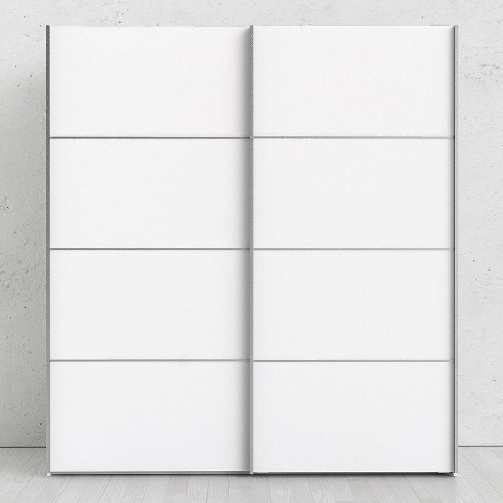 Verona Sliding Wardrobe 180cm in White with White Doors with 2 Shelves - Price Crash Furniture