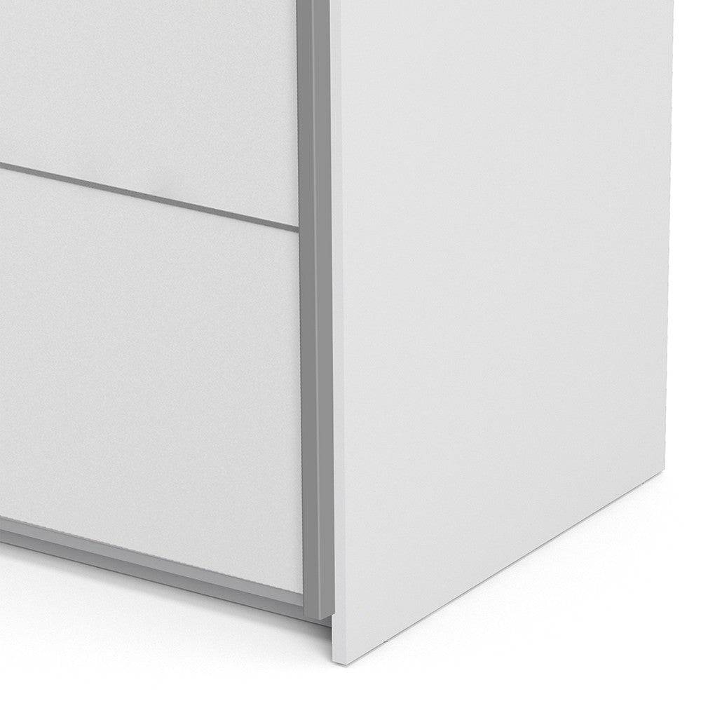 Verona Sliding Wardrobe 180cm in White with White Doors with 2 Shelves - Price Crash Furniture