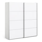 Verona Sliding Wardrobe 180cm in White with White Doors with 5 Shelves - Price Crash Furniture