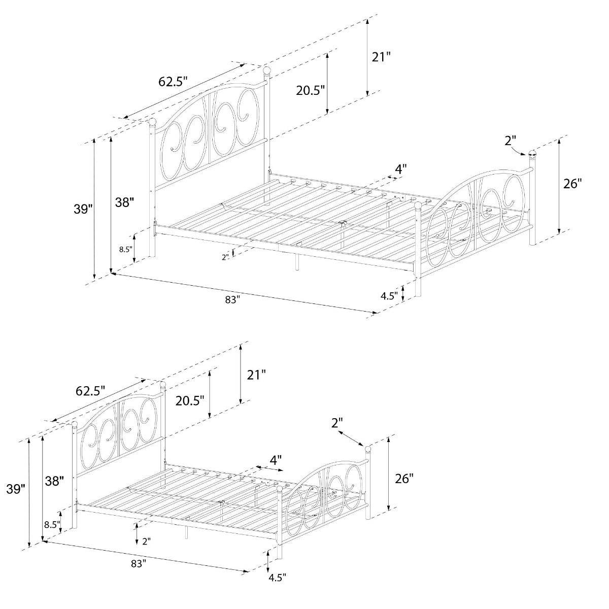 Victoria Metal UK King Size Bed (USA Queen Size) by Dorel - Price Crash Furniture