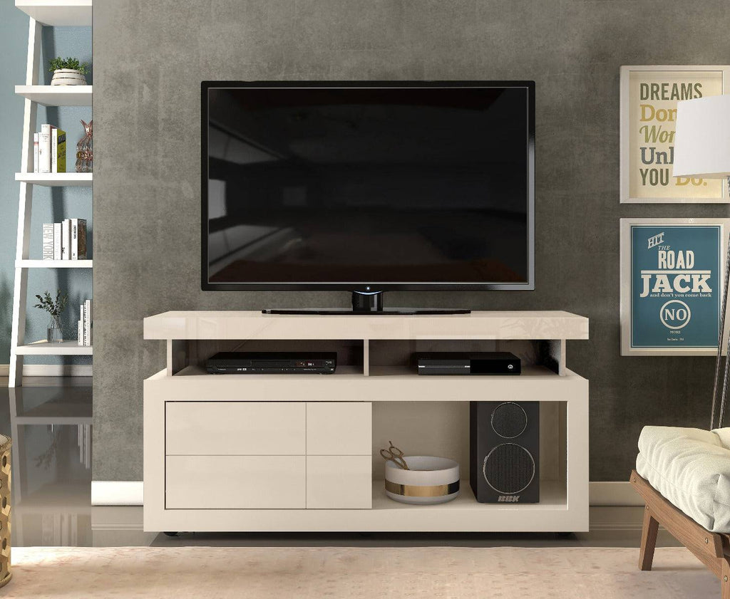 Vision - flat screen TV unit, soft gloss white - Price Crash Furniture