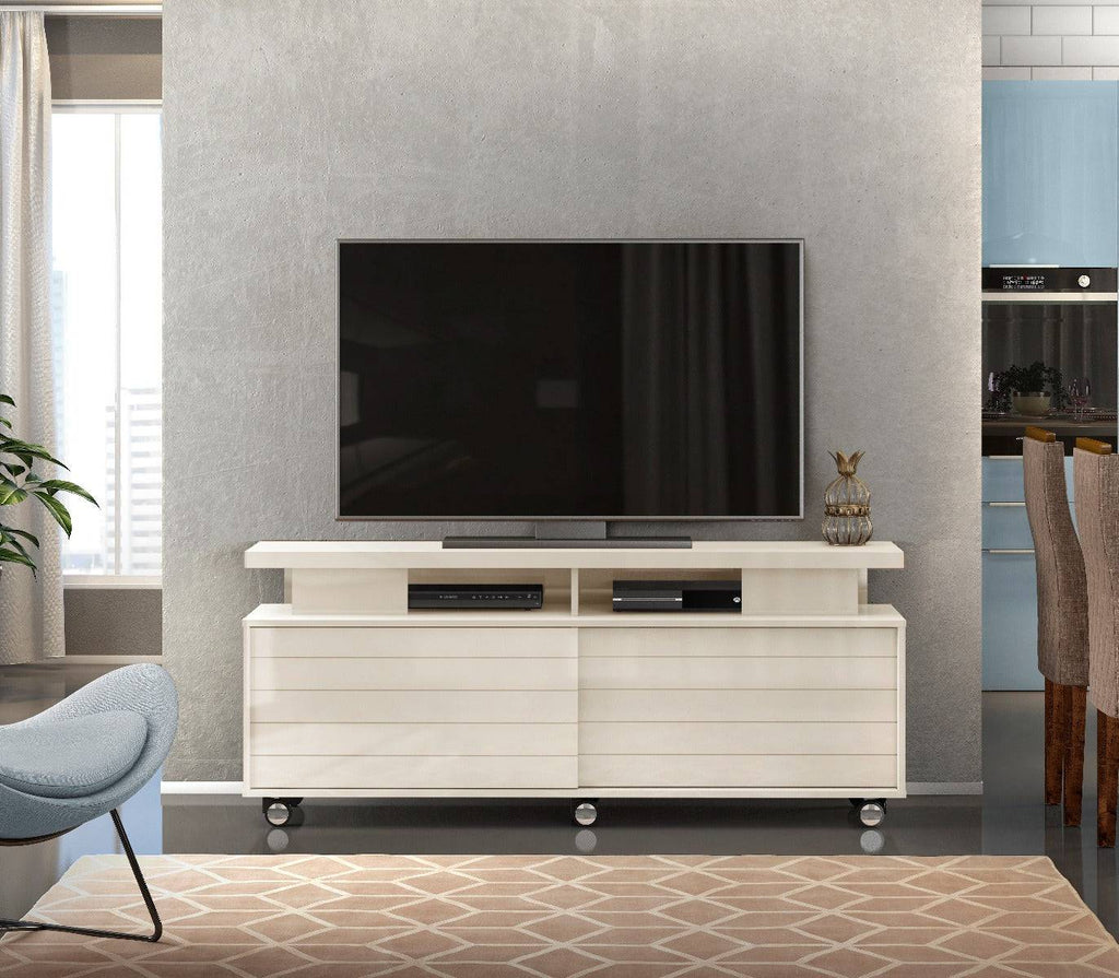 Vision - widescreen TV unit, soft gloss white - Price Crash Furniture