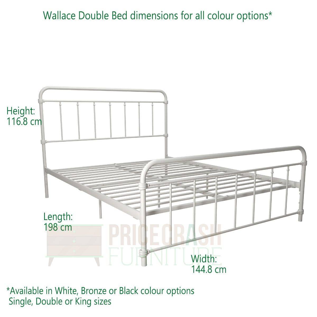 Wallace Double Bed in White Metal by Dorel - Price Crash Furniture