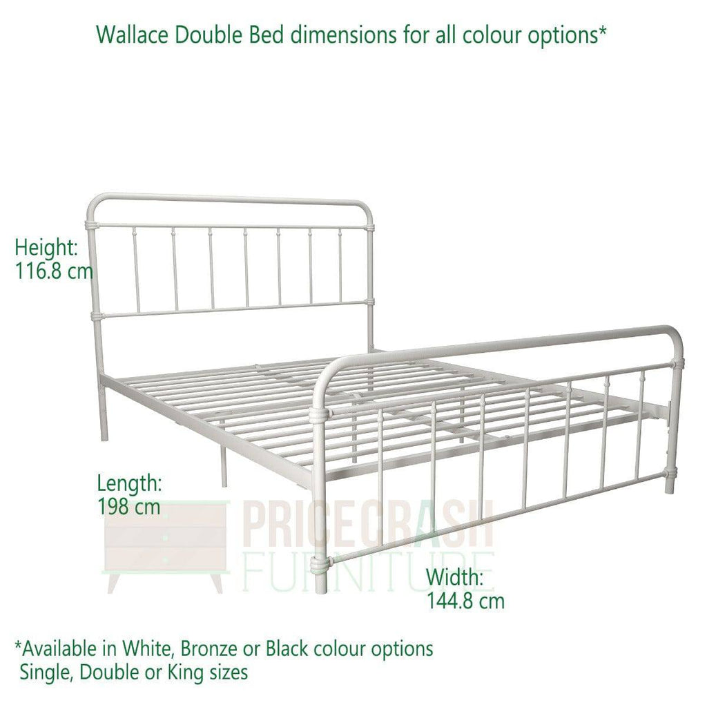 Wallace Double Bed in White Metal by Dorel - Price Crash Furniture