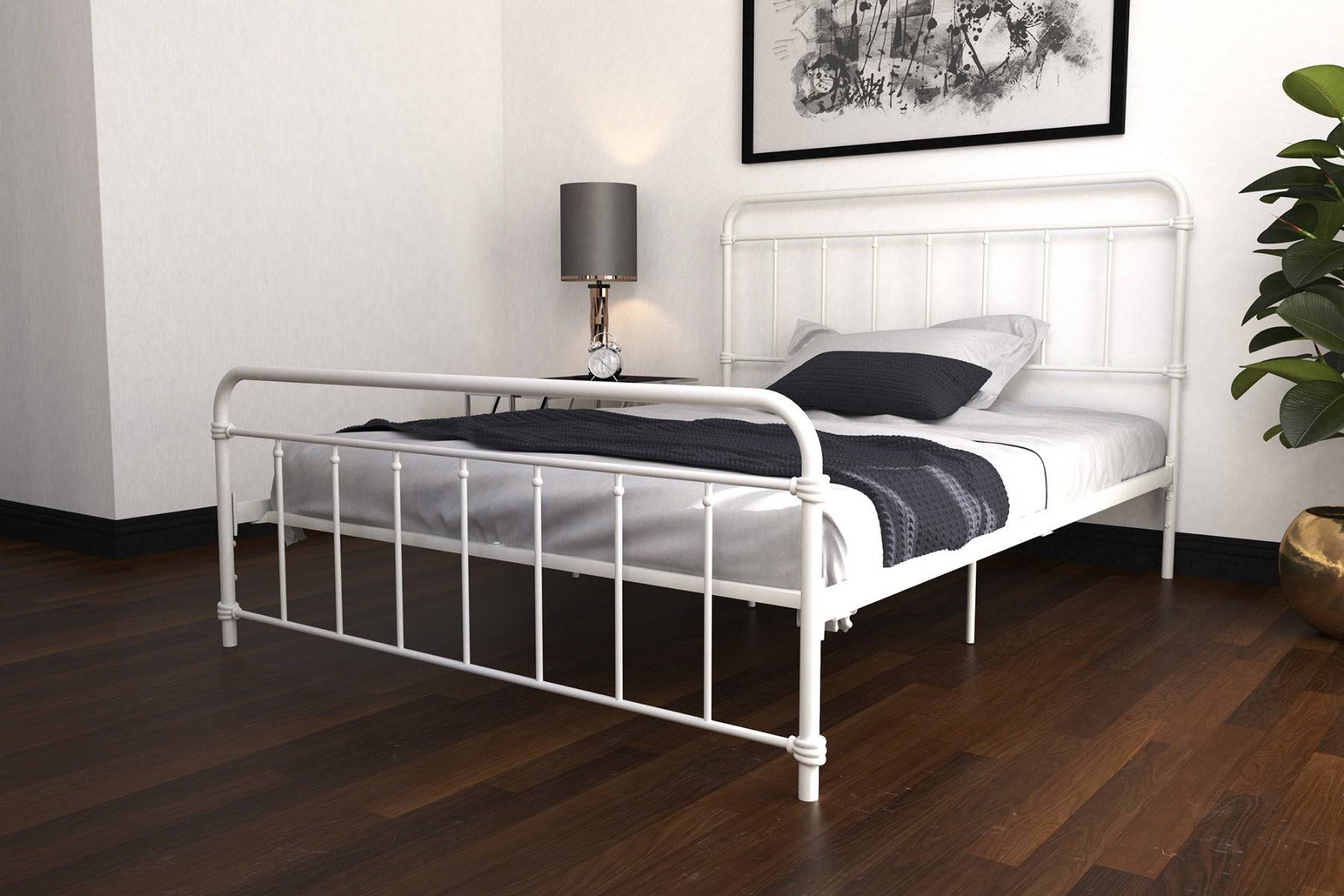 Wallace Double Bed in White Metal by Dorel - Price Crash Furniture