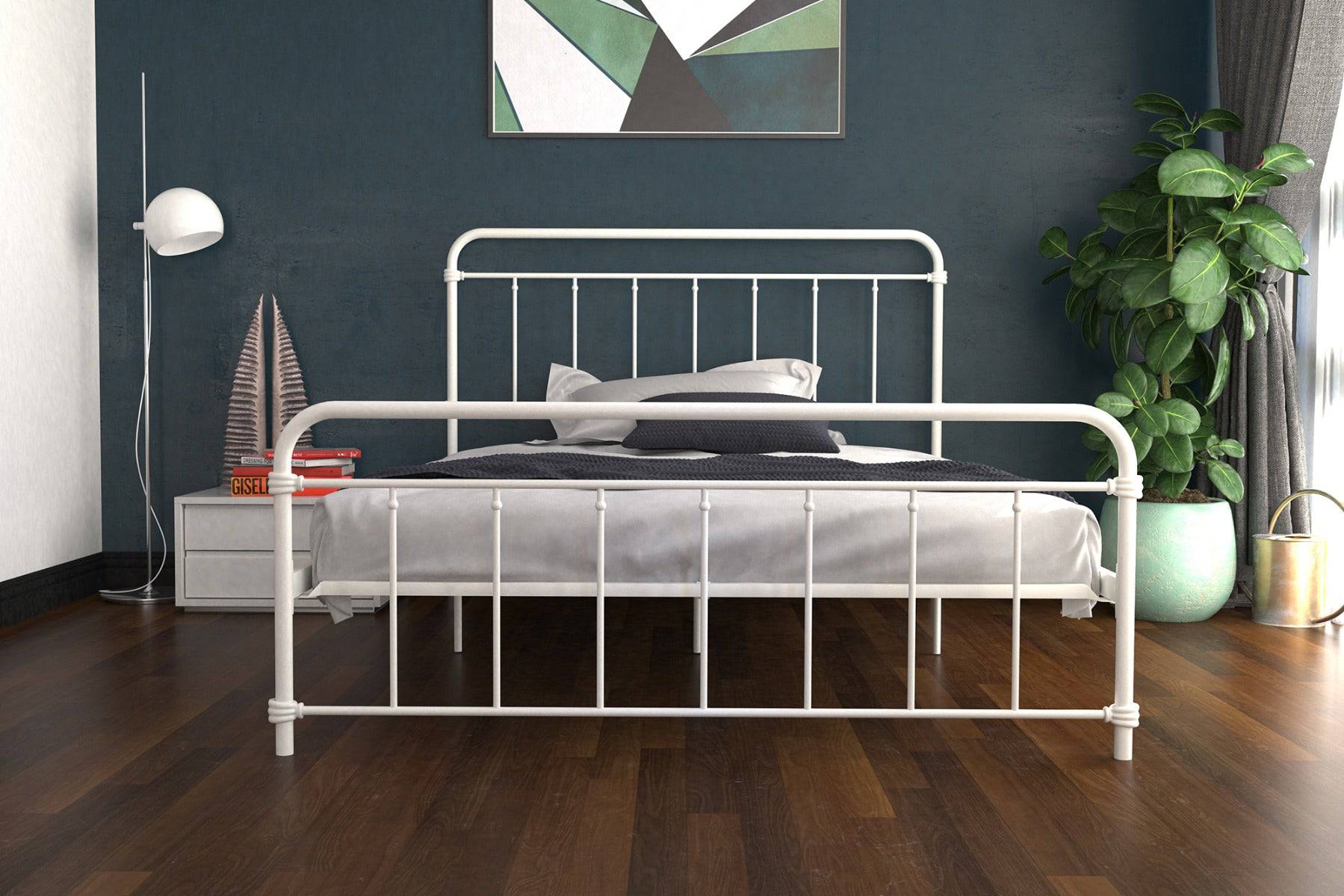 Wallace Double Bed in White Metal by Dorel - Price Crash Furniture