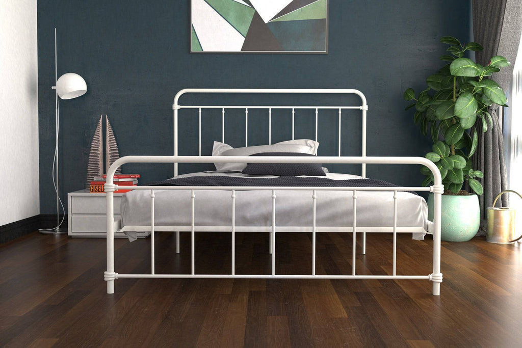 Wallace Double Bed in White Metal by Dorel - Price Crash Furniture
