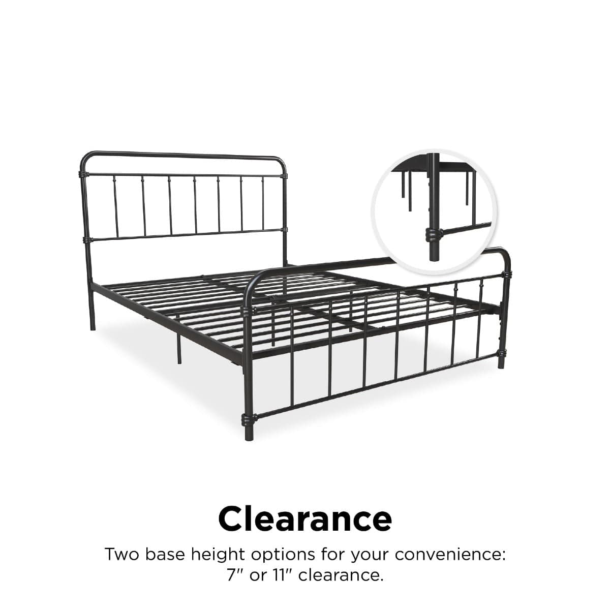 Wallace King Size Bed in Black Metal by Dorel - Price Crash Furniture