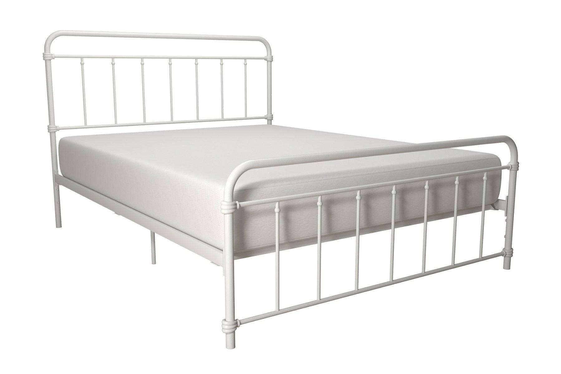 Wallace King Size Bed in White Metal by Dorel - Price Crash Furniture