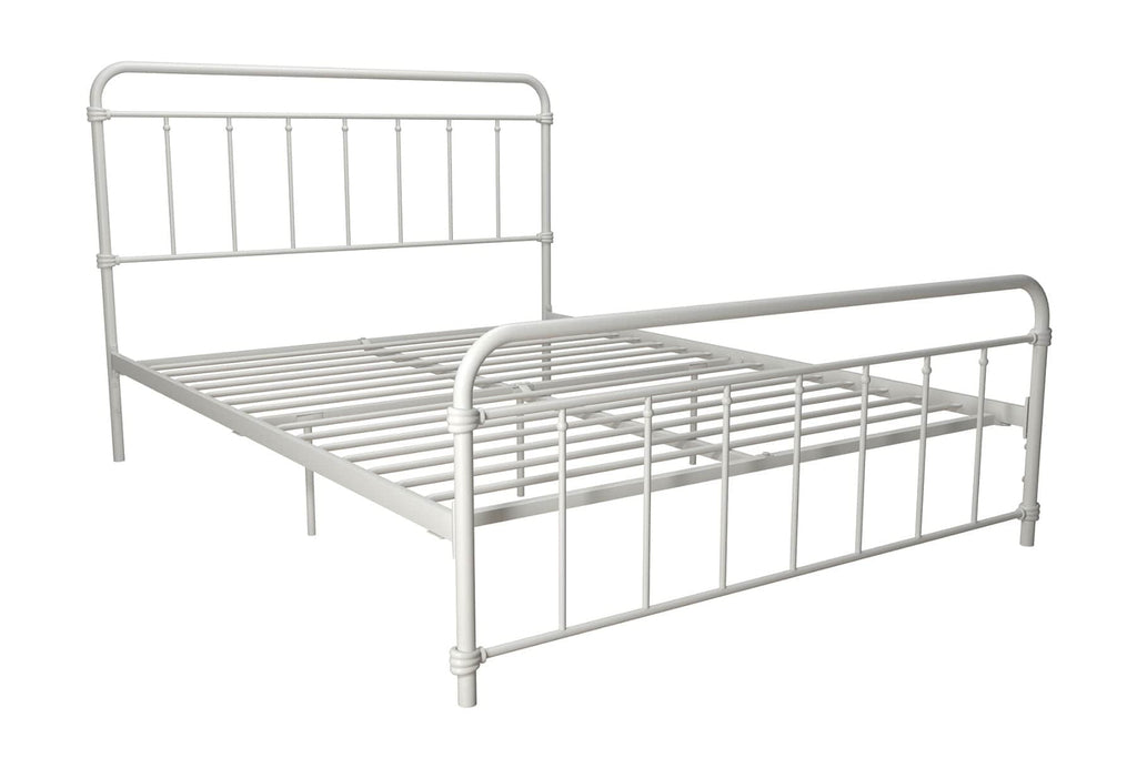 Wallace King Size Bed in White Metal by Dorel - Price Crash Furniture
