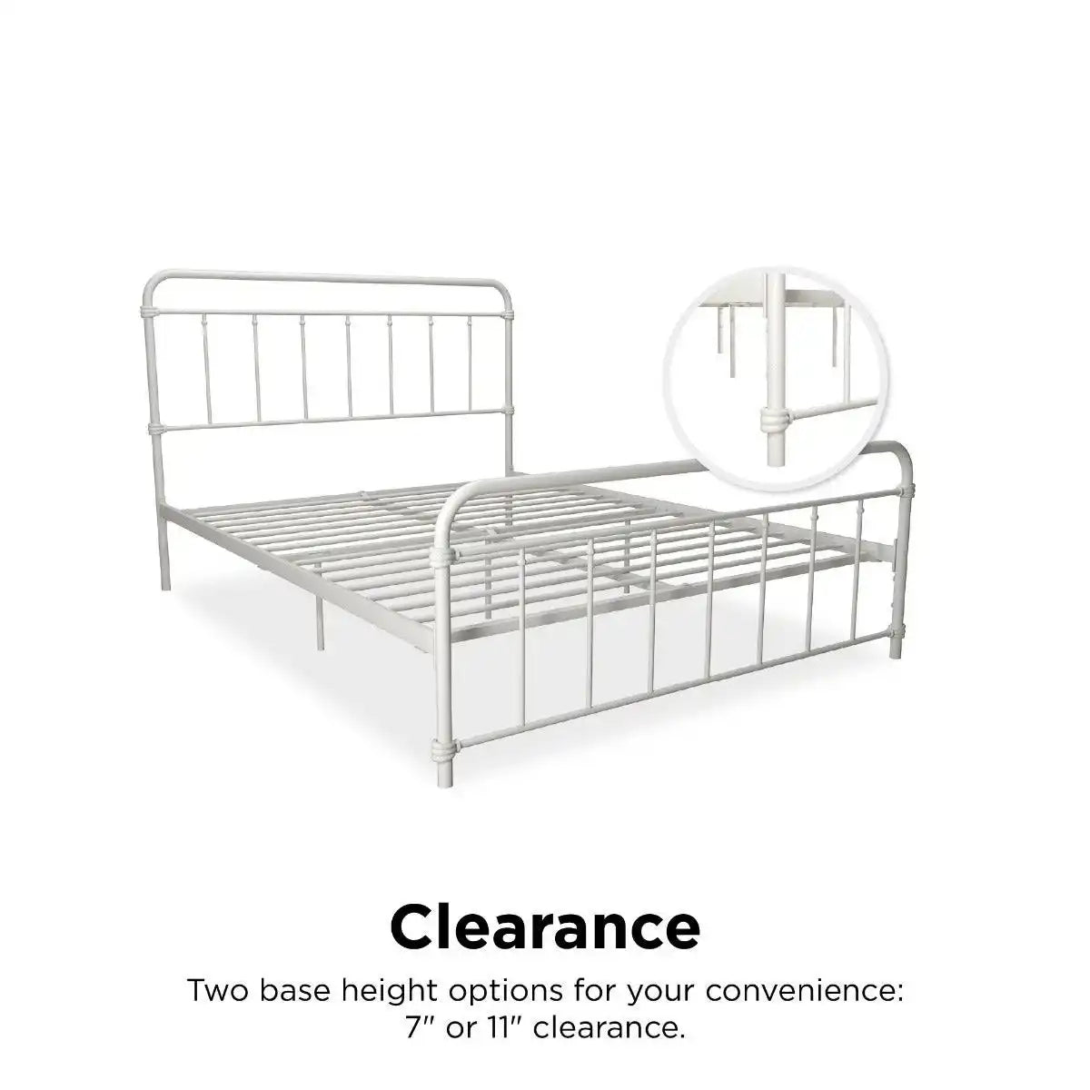 Wallace King Size Bed in White Metal by Dorel - Price Crash Furniture