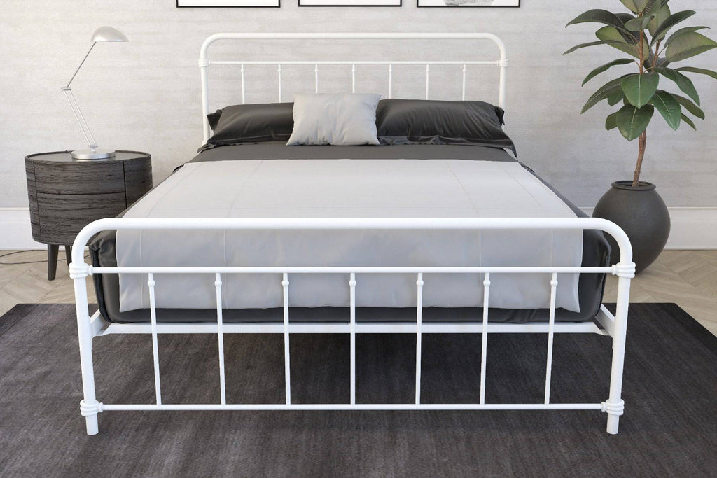 Wallace King Size Bed in White Metal by Dorel - Price Crash Furniture