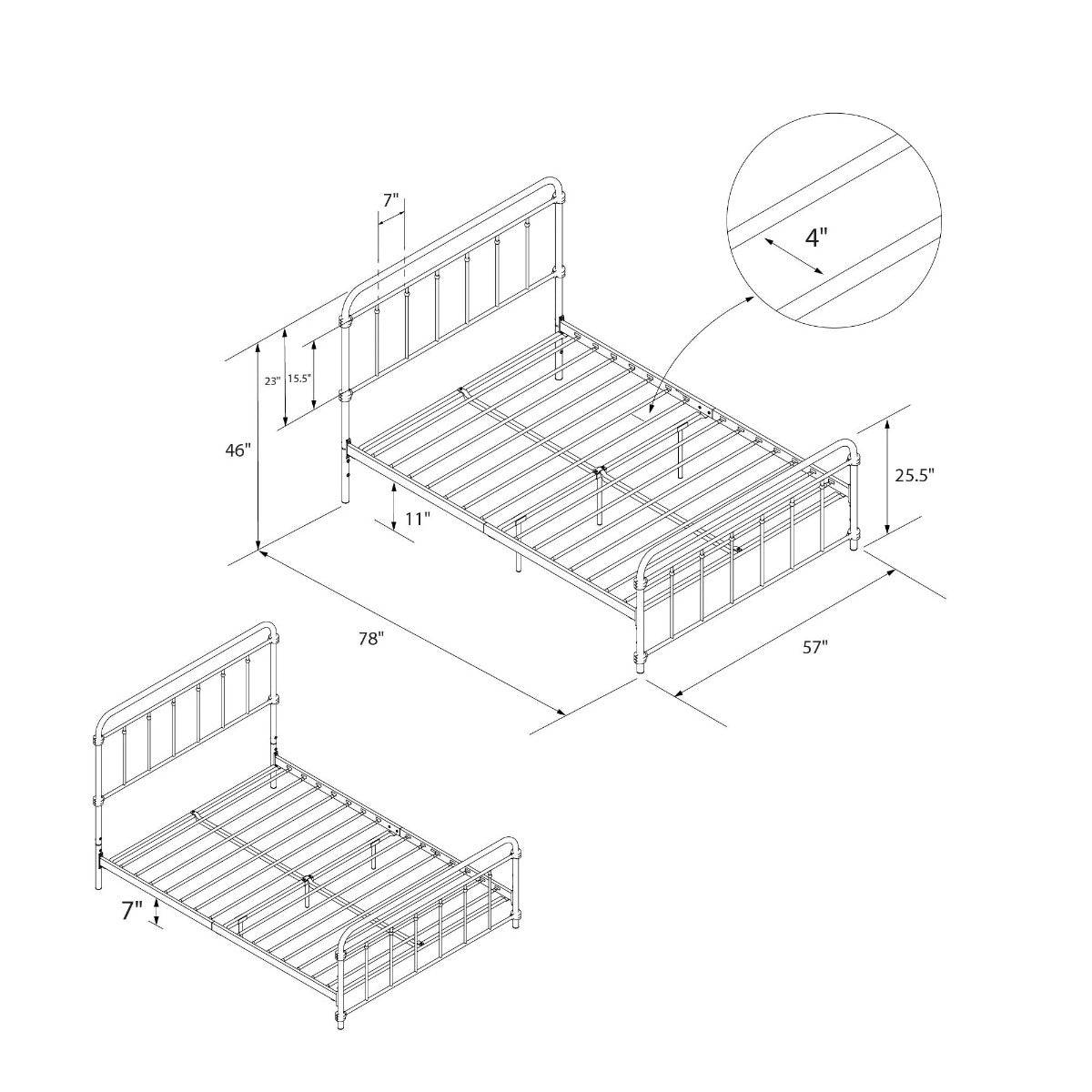 Wallace Metal Bed Double UK Bronze, by Dorel - Price Crash Furniture