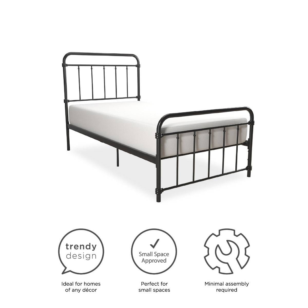 Wallace Single Bed in Black Metal by Dorel - Price Crash Furniture