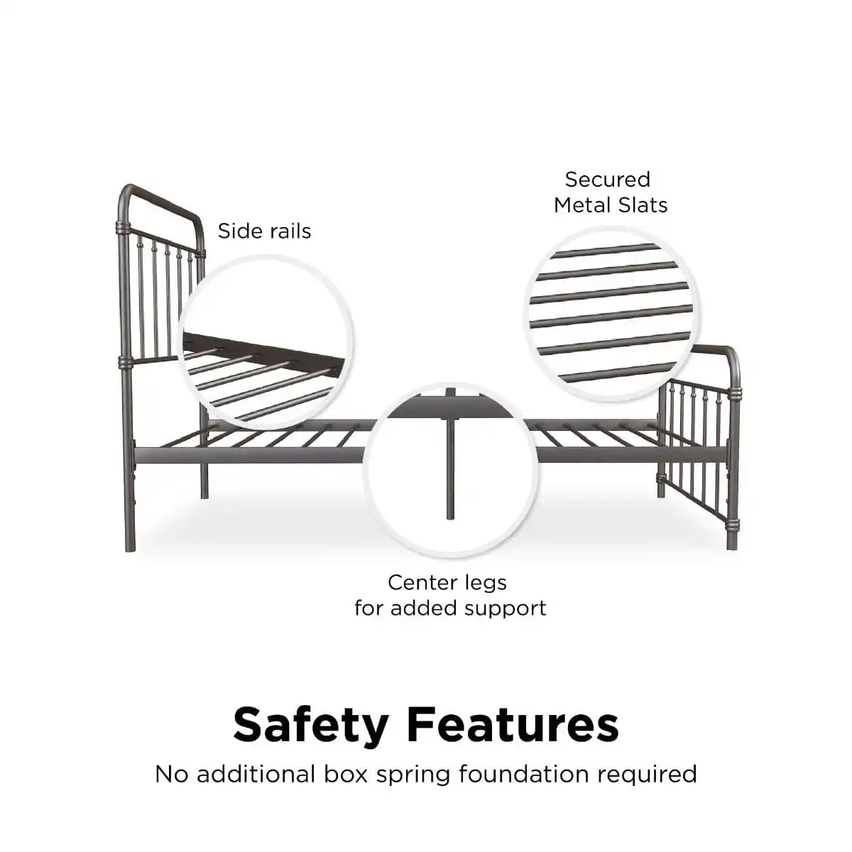 Wallace Single Bed in Bronze Metal by Dorel - Price Crash Furniture